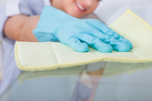 Professional office cleaners working in a Chelsea workplace
